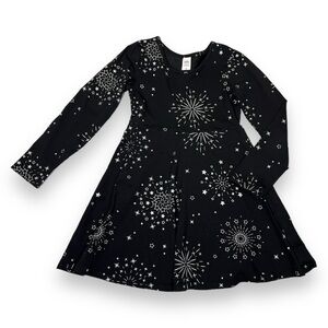 Justice Girl’s Long Sleeve Swing Dress Black Silver Size 6